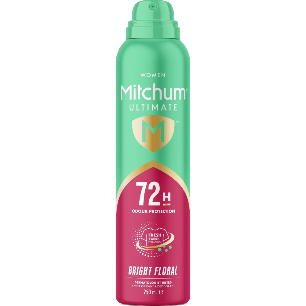 Mitchum Women's Ultimate 72H Bright Floral Antiperspirant aerosol spray can 250ml