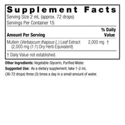 Nature’s Answer Mullein Leaf Extract alcohol-free liquid 30ml ingredients and directions