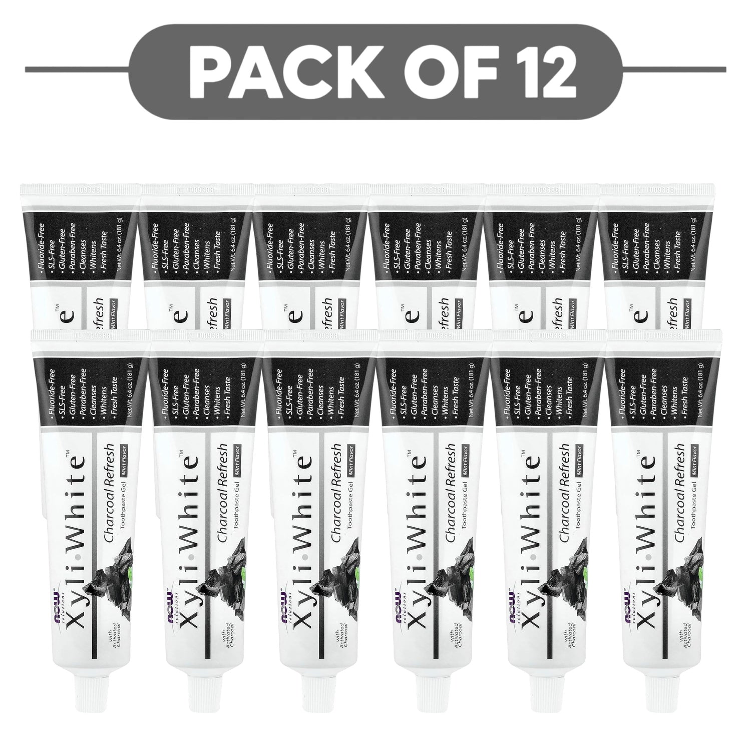 NOW Solutions XyliWhite Charcoal Refresh Toothpaste Gel Mint 181g Pack of 12