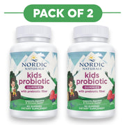 Nordic Naturals Kids Probiotic with Prebiotic Fiber Berry 60 Gummies Pack of 2