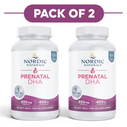 Nordic Naturals Prenatal DHA 830mg Unflavoured 180 Soft Gels Pack of 2