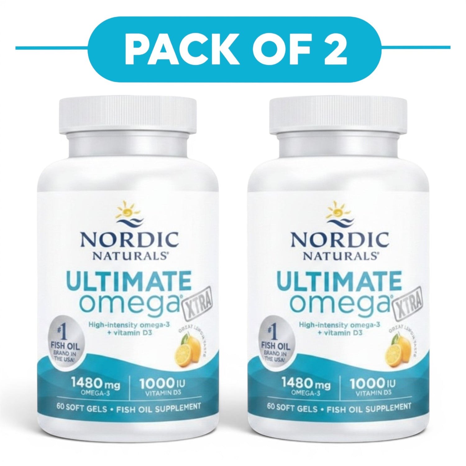 Nordic Naturals Ultimate Omega Xtra 1480mg 60 Soft Gels Pack of 2