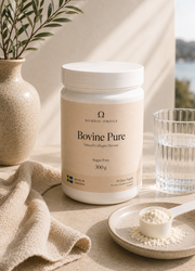 Nordic Omega Bovine Pure Collagen Sugar Free Powder 300g mixed into a hot or cold drink