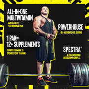 Lifestyle/use image: Animal Pak multivitamin supplement daily pack with water sachet packs 44 count