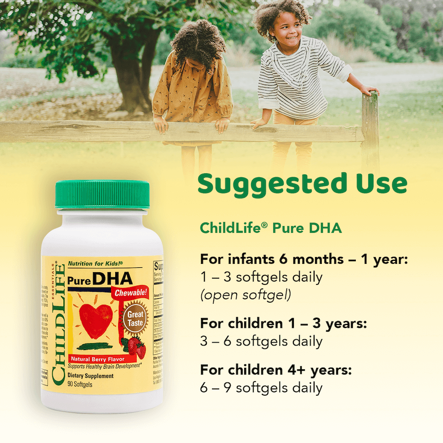 ChildLife Essentials Pure DHA softgels usage instructions kids 90 count