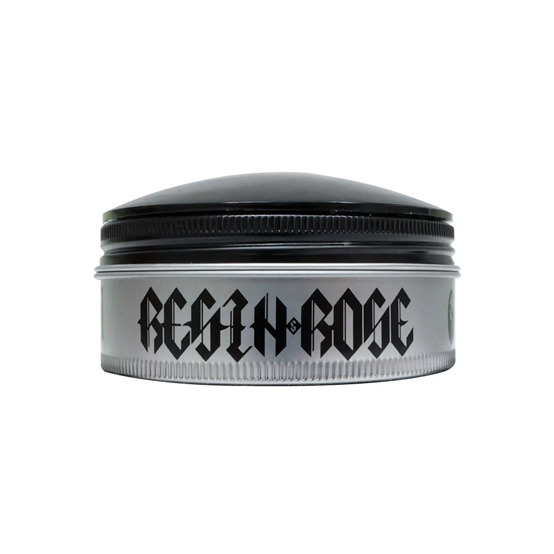 Side image: Uppercut Deluxe Resin and Rose Pomade 100g jar strong hold styling product packaging