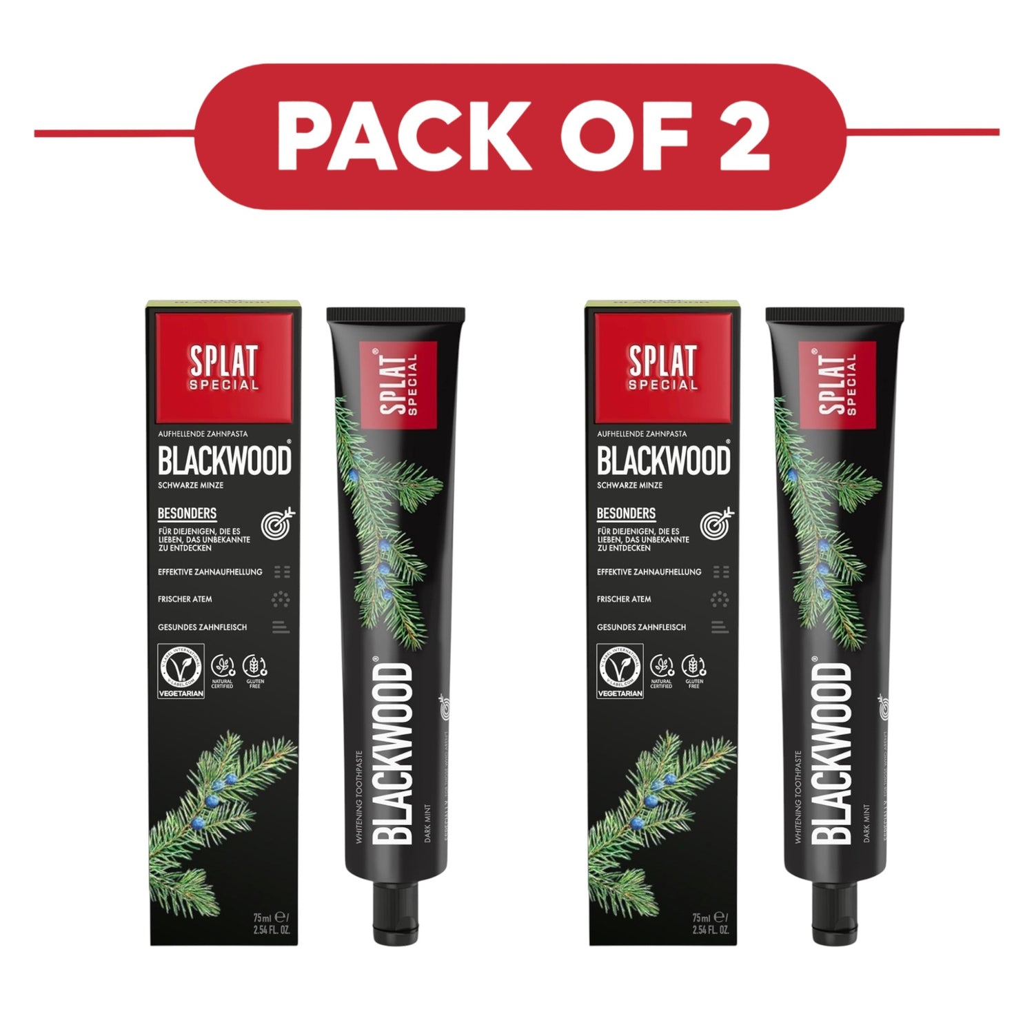 SPLAT Special Blackwood Activated Charcoal Whitening Toothpaste 75ml Pack of 2