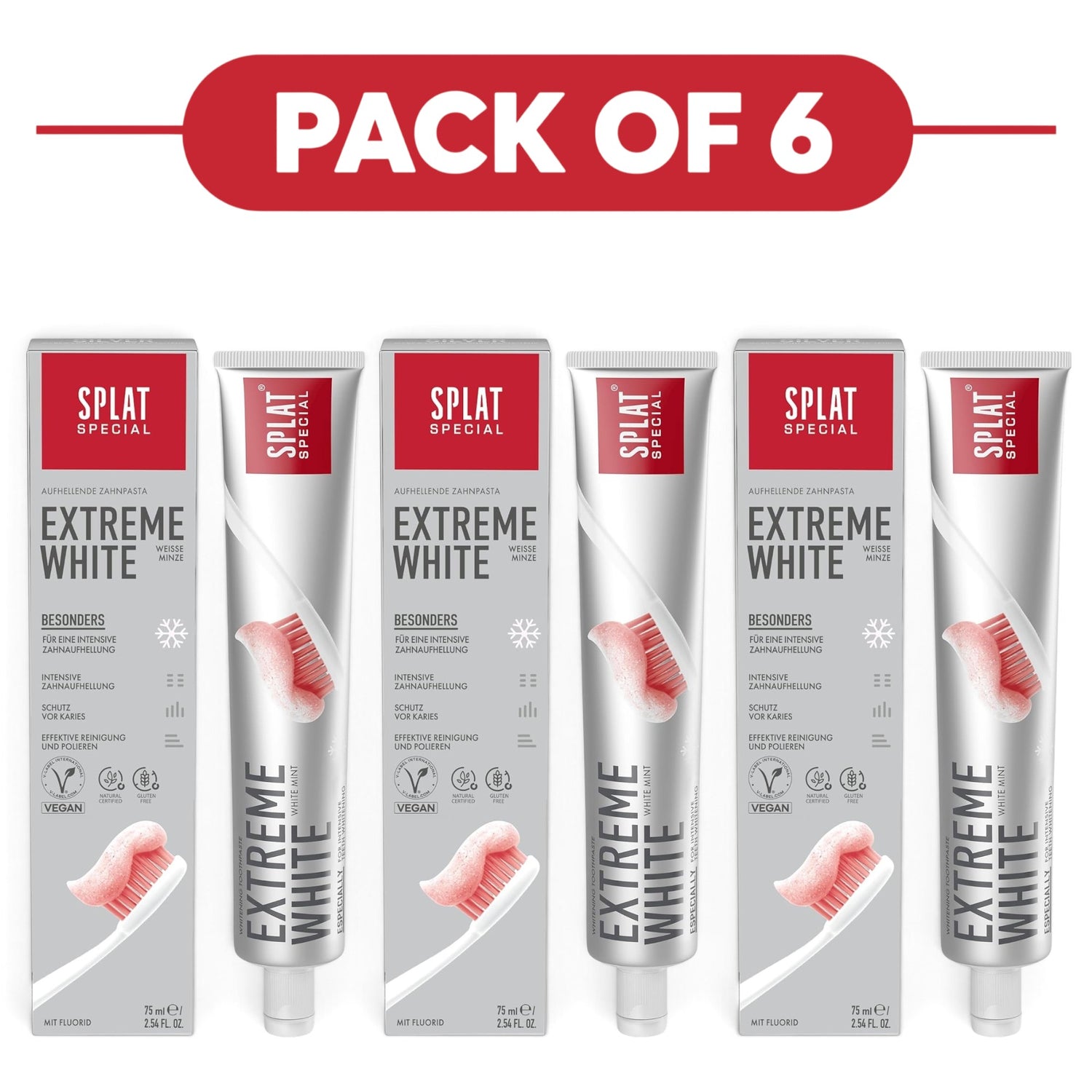 SPLAT Special Extreme White Whitening Toothpaste White Mint 75ml Pack of 6