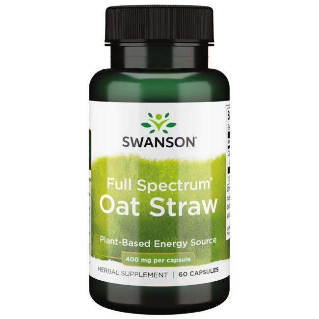 Swanson Full Spectrum Oat Straw 400mg 60 Capsules bottle on a white background