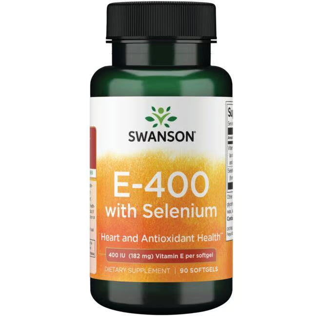Swanson E-400 with Selenium | 400 IU Vitamin E + Selenium | Heart & Antioxidant Support | 90 Softgels