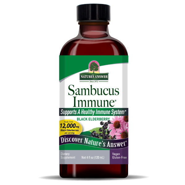 Nature’s Answer Sambucus Immune Support elderberry liquid 120ml bottle front label