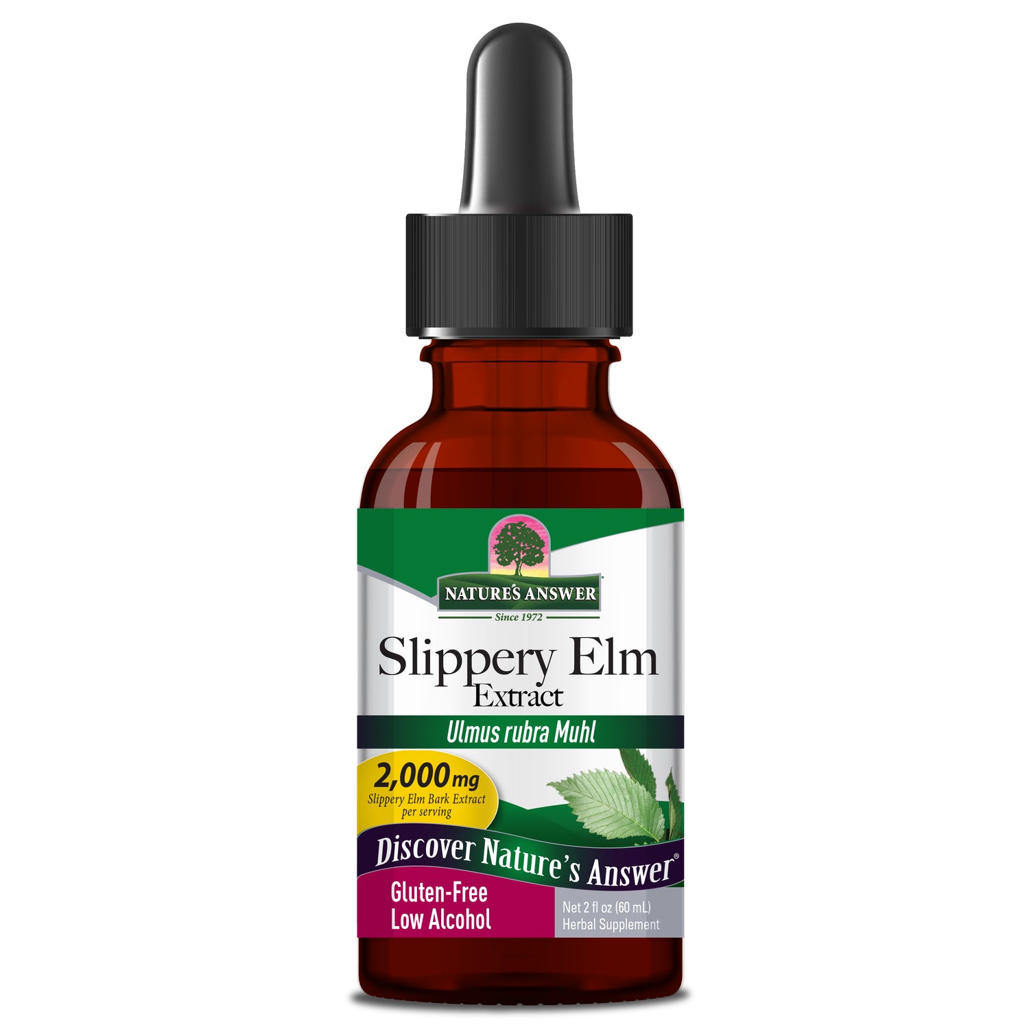 Nature’s Answer Slippery Elm inner bark liquid extract 2000mg 60ml bottle front view