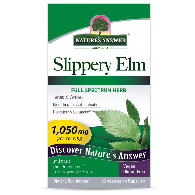 Nature’s Answer Slippery Elm Bark Capsules vegan 90 count box front view