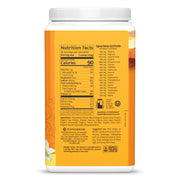 Back of Sunwarrior Classic Plant Protein powder showing organic ingredients.