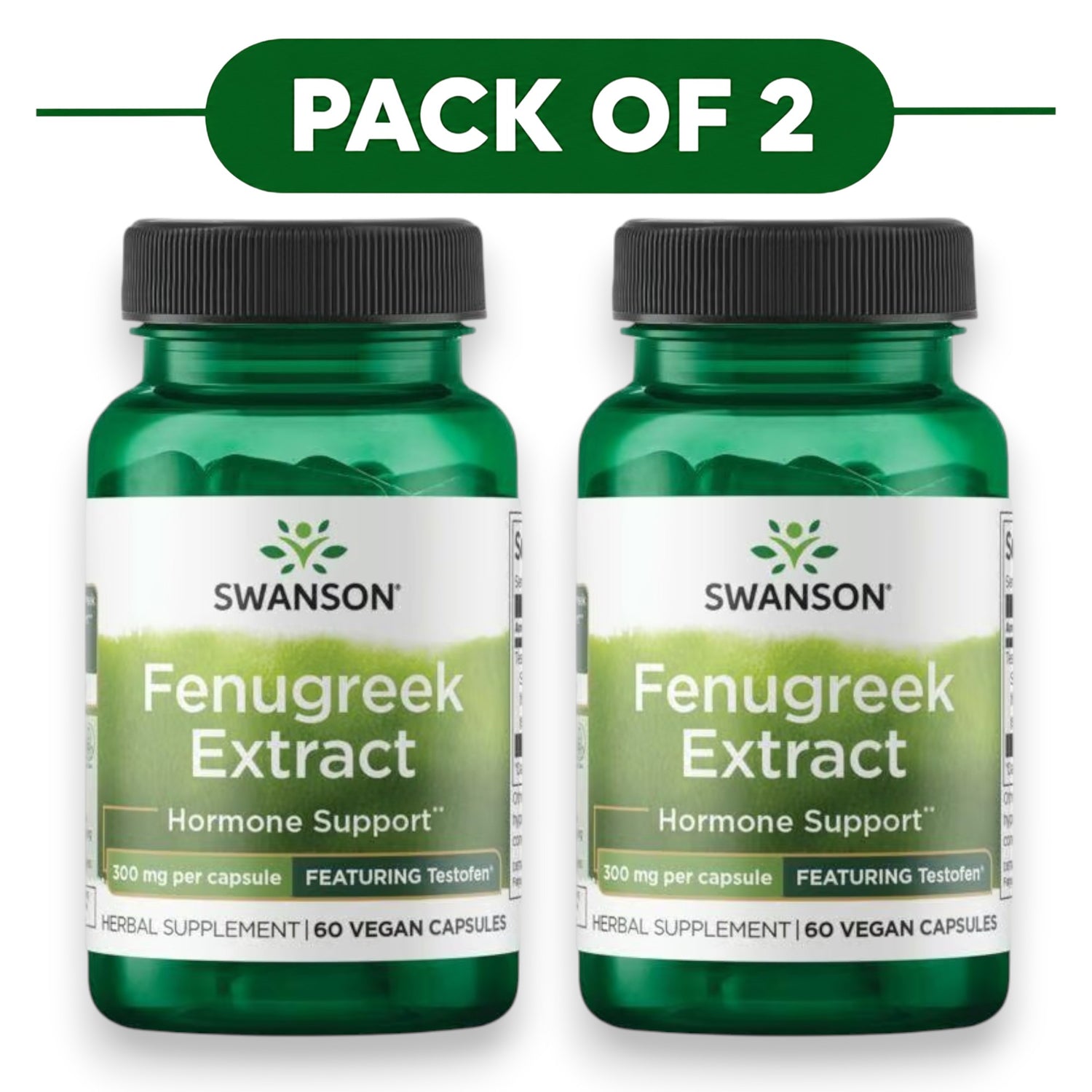 Swanson Fenugreek Extract with Testofen® 300mg 60 Capsules Pack of 2