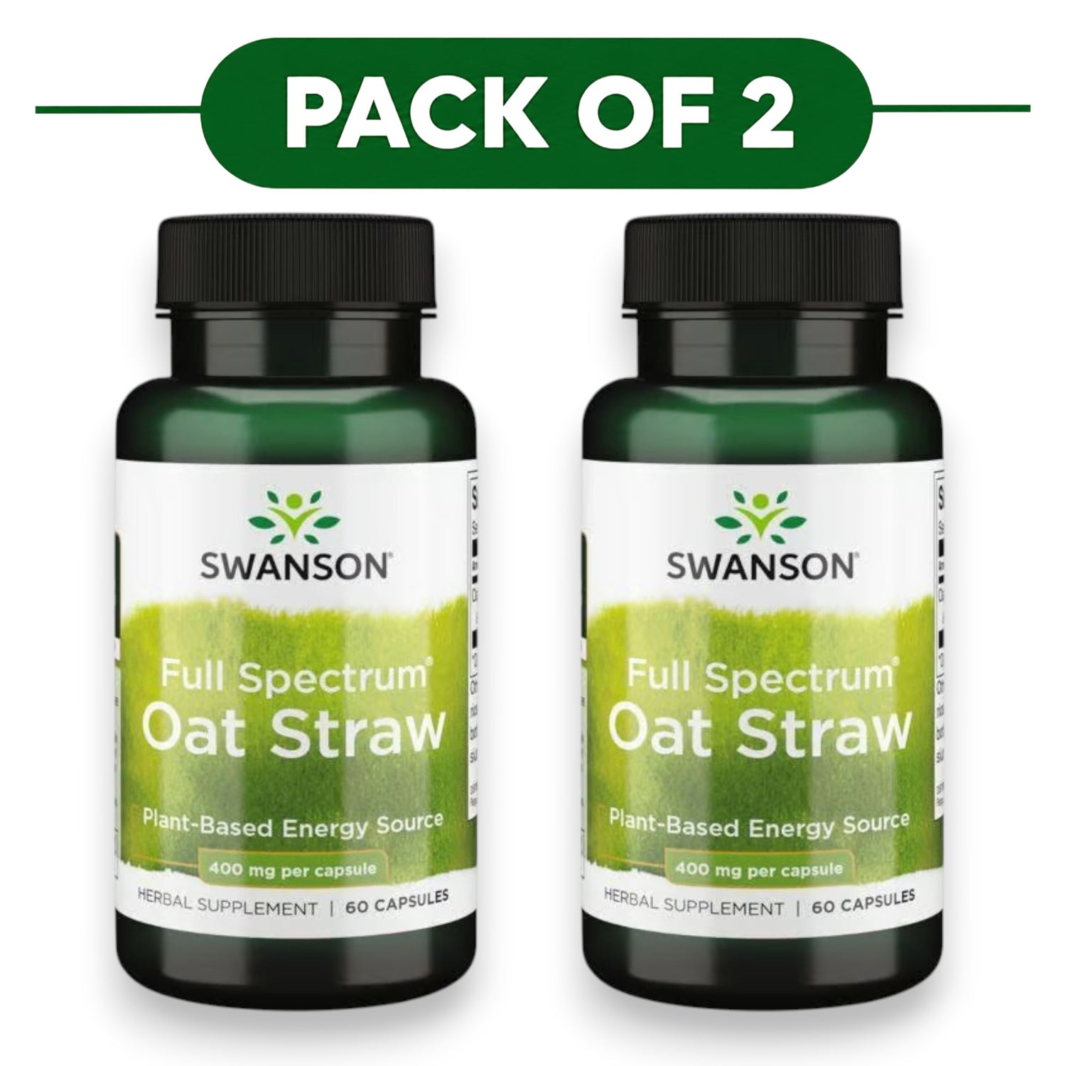 Swanson Full Spectrum Oat Straw 400mg 60 Capsules Pack of 2