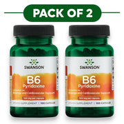 Swanson Vitamin B6 Pyridoxine 100mg 100 Capsules Pack of 2