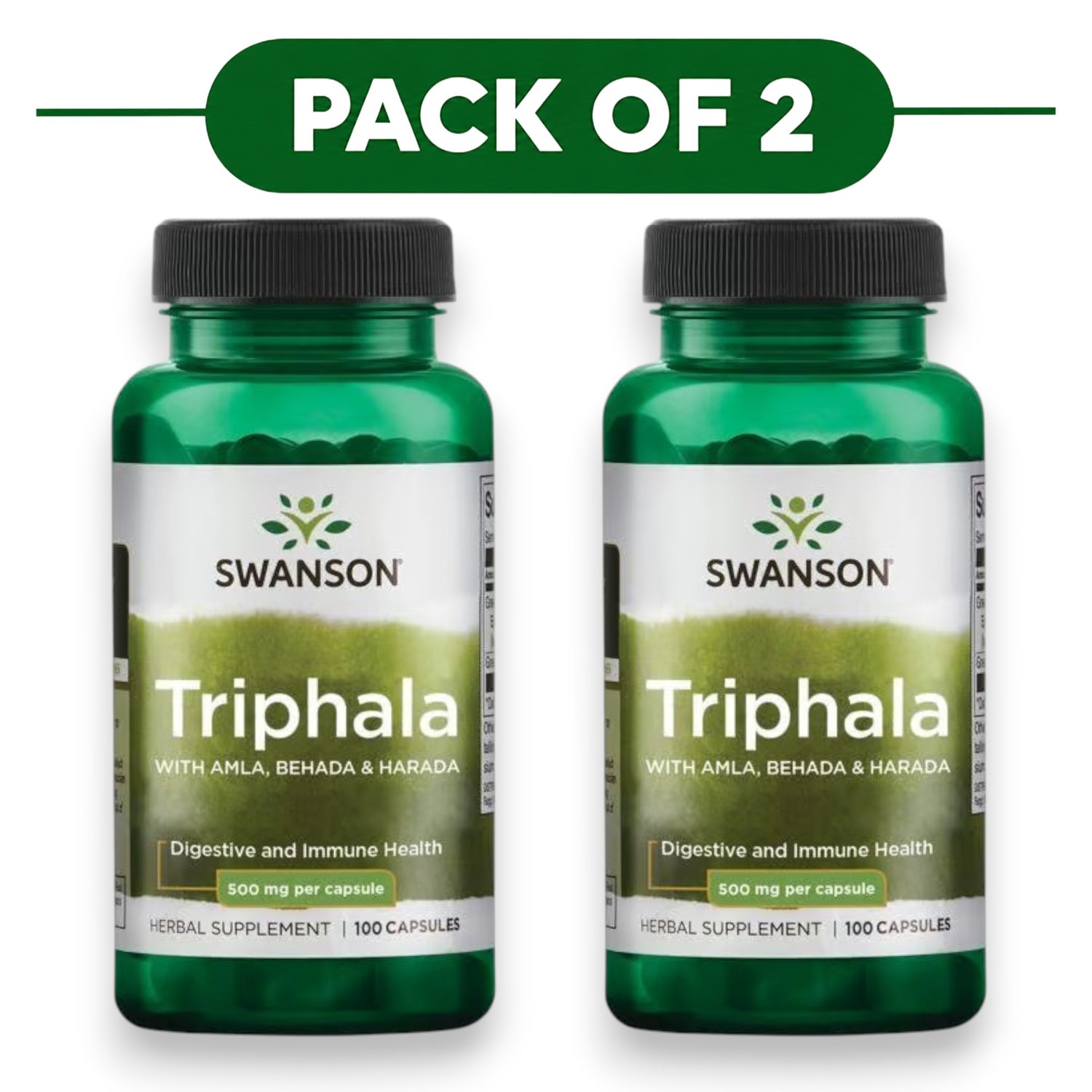 Swanson Triphala Formula Amla Behada Harada 100 Capsules Pack of 2