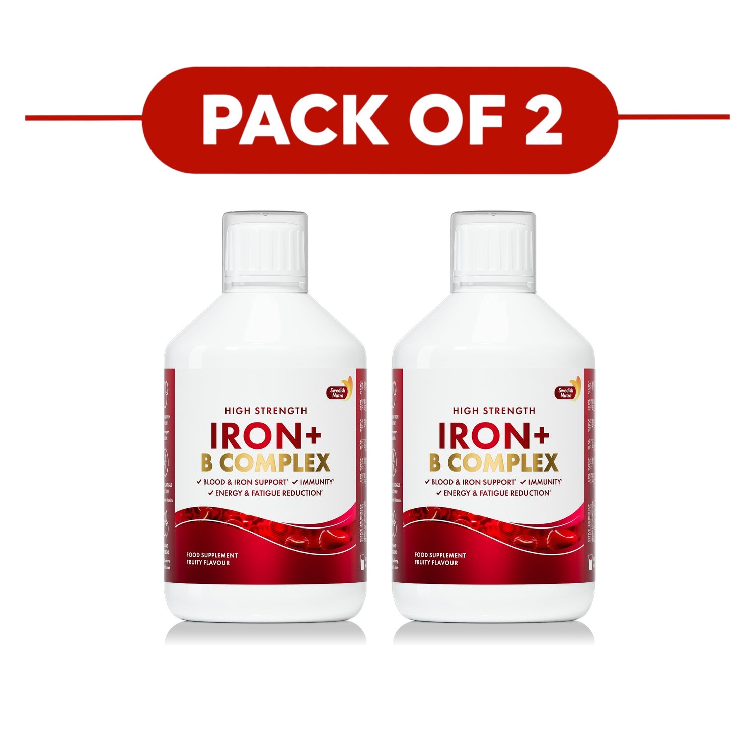 Swedish Nutra High Strength Iron + B Complex 500ml Pack of 2