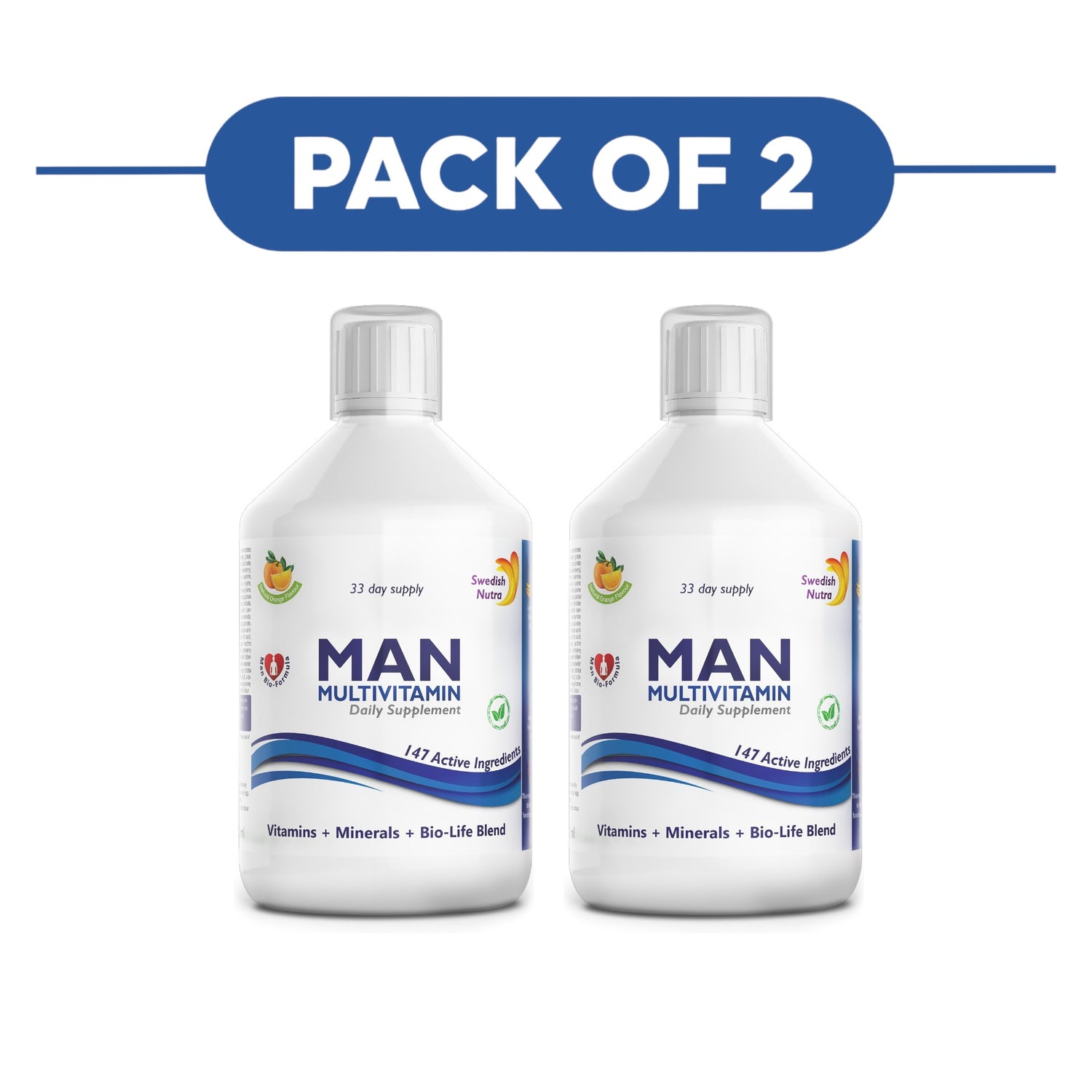 Swedish Nutra Man Multivitamin Liquid Orange 500ml Pack of 2