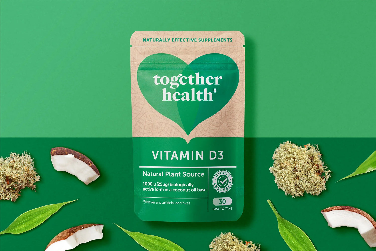 Together Health Vegan Vitamine D3 1000 IE uit Korstmos - 30 Capsules
