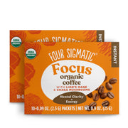 Four Sigmatic Organic Instant Coffee 10 packets, 2 boxes front packaging on white background