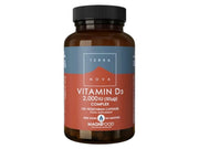 Front image: Terranova Vitamin D3 2000IU capsules bottle vegan 100 count