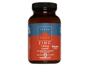 Front image: Terranova Zinc 15mg Complex capsules bottle vegan 100 count
