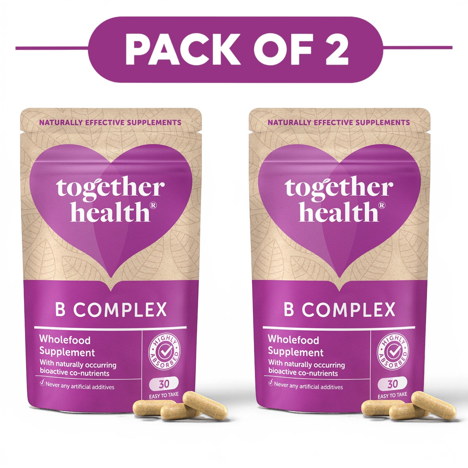 Together Health B Complex Wholefood Supplement 30 Capsules Pack of 2