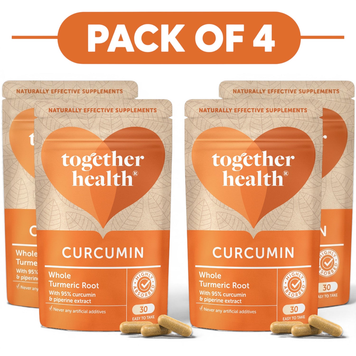 Together Health Curcumin Whole Turmeric Root 30 Capsules Pack of 4