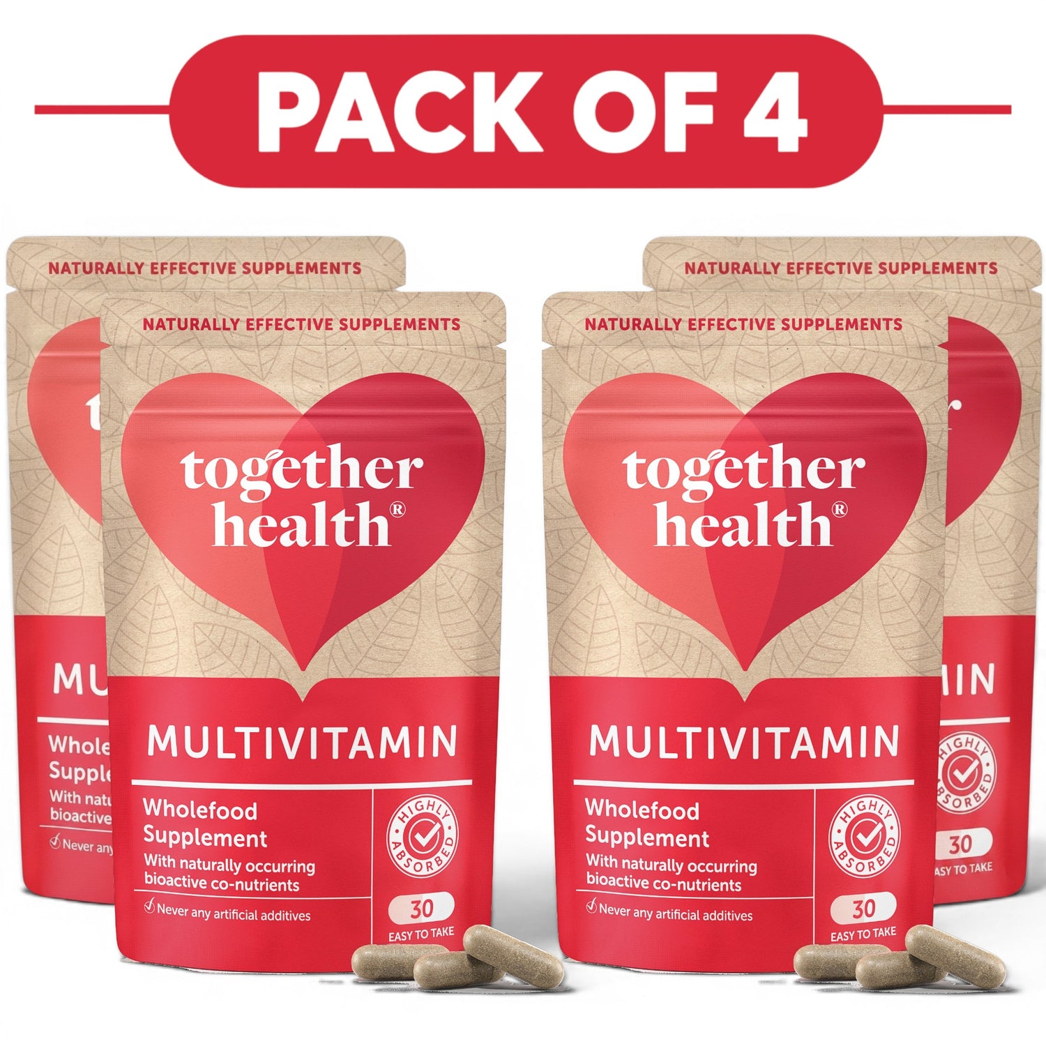 Together Health Daily Multivitamin Wholefood Supplement 30 Capsules Pack of 4