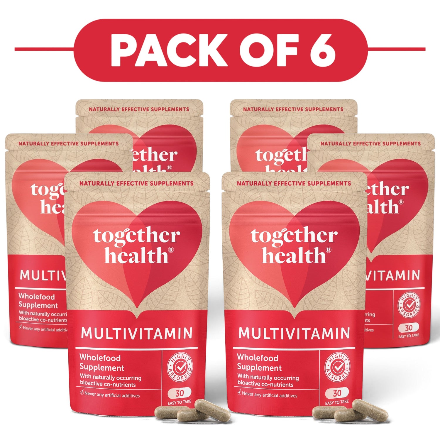 Together Health Daily Multivitamin Wholefood Supplement 30 Capsules Pack of 6