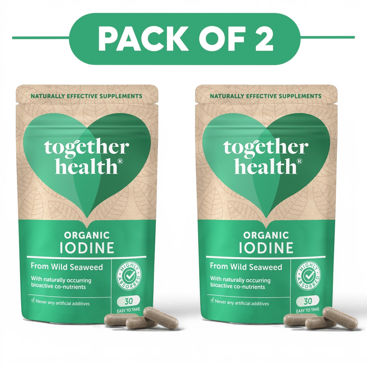 Together Health Organic Iodine from Wild Seaweed 30 Capsules Pack of 2