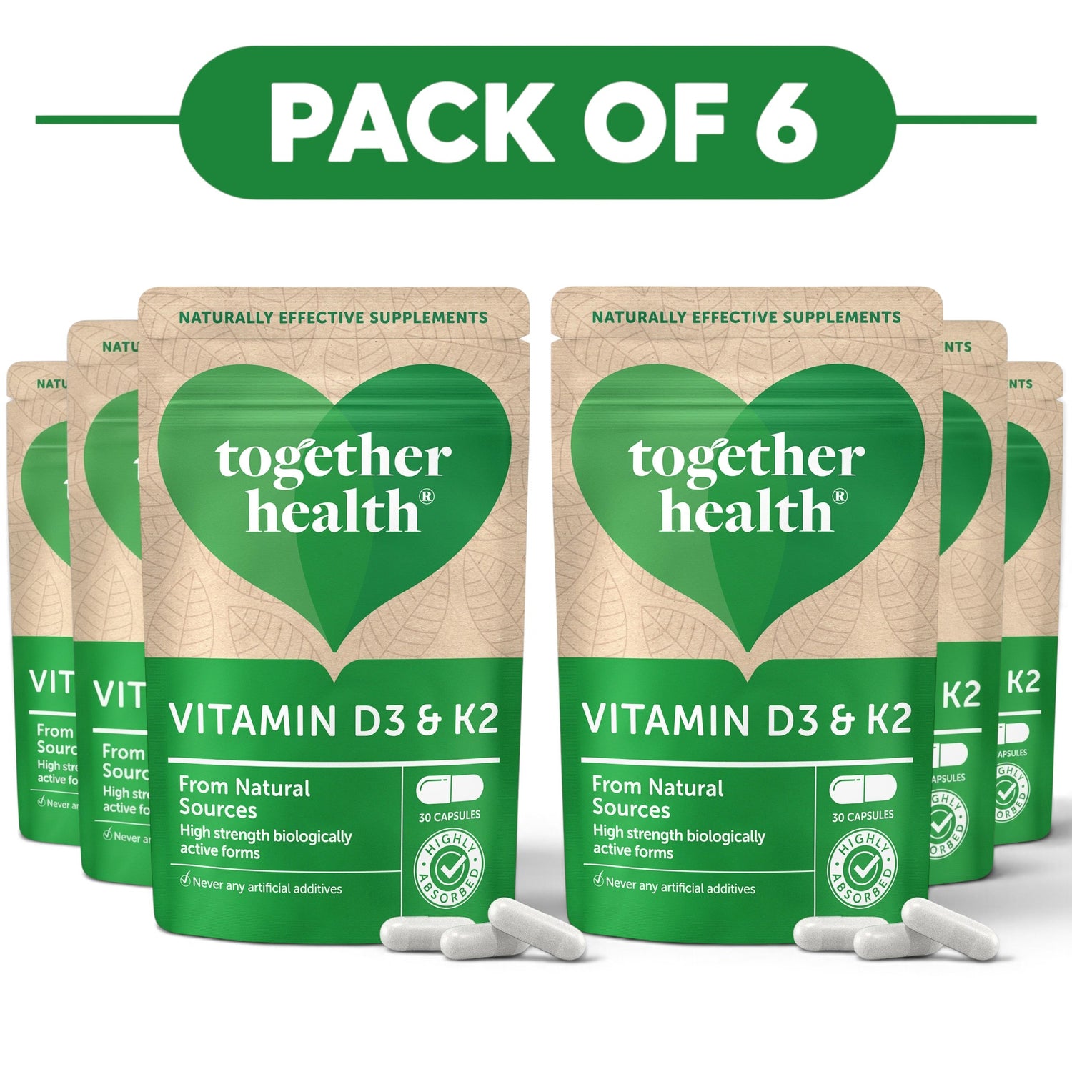 Together Health Vitamin D3 & K2 30 Capsules Pack of 6