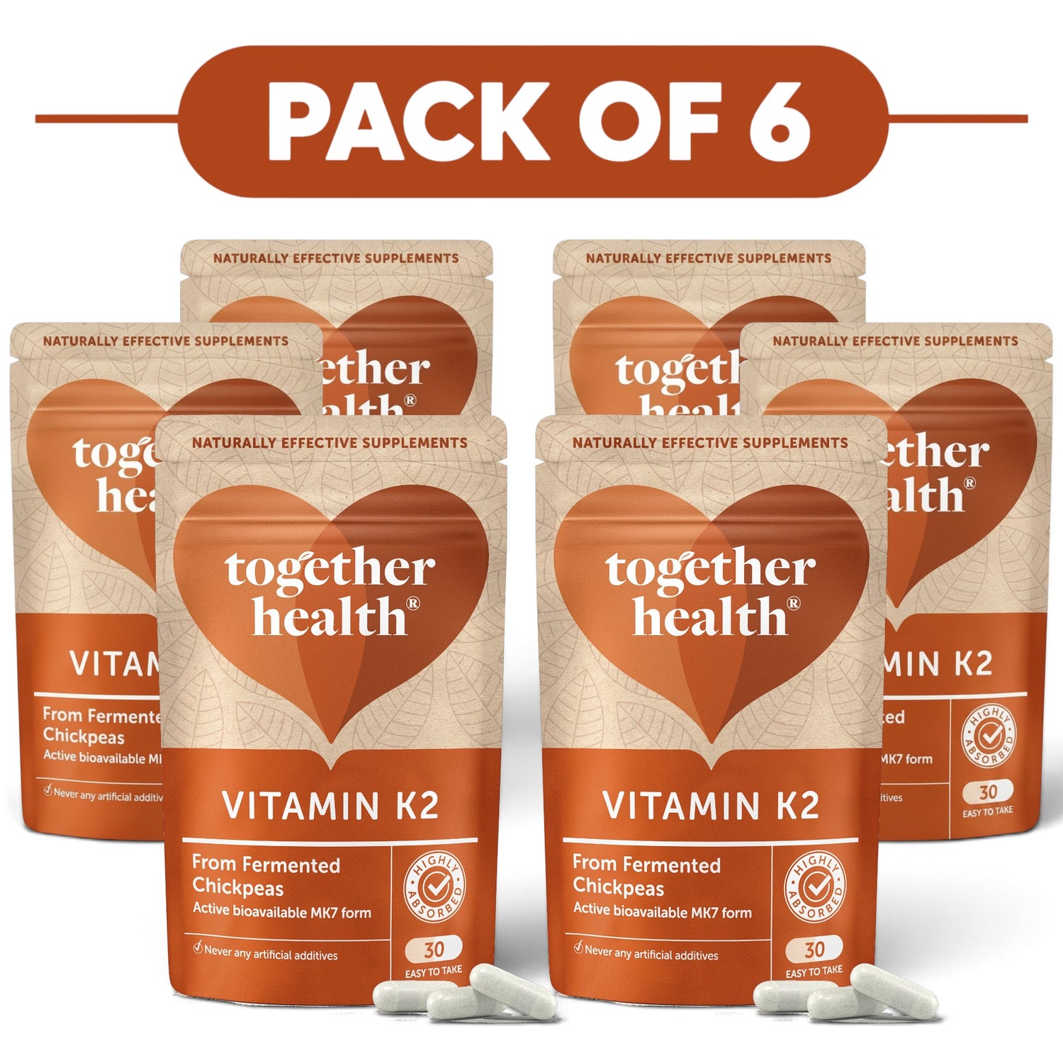 Together Health Vitamin K2 MK-7 30 Capsules Pack of 6