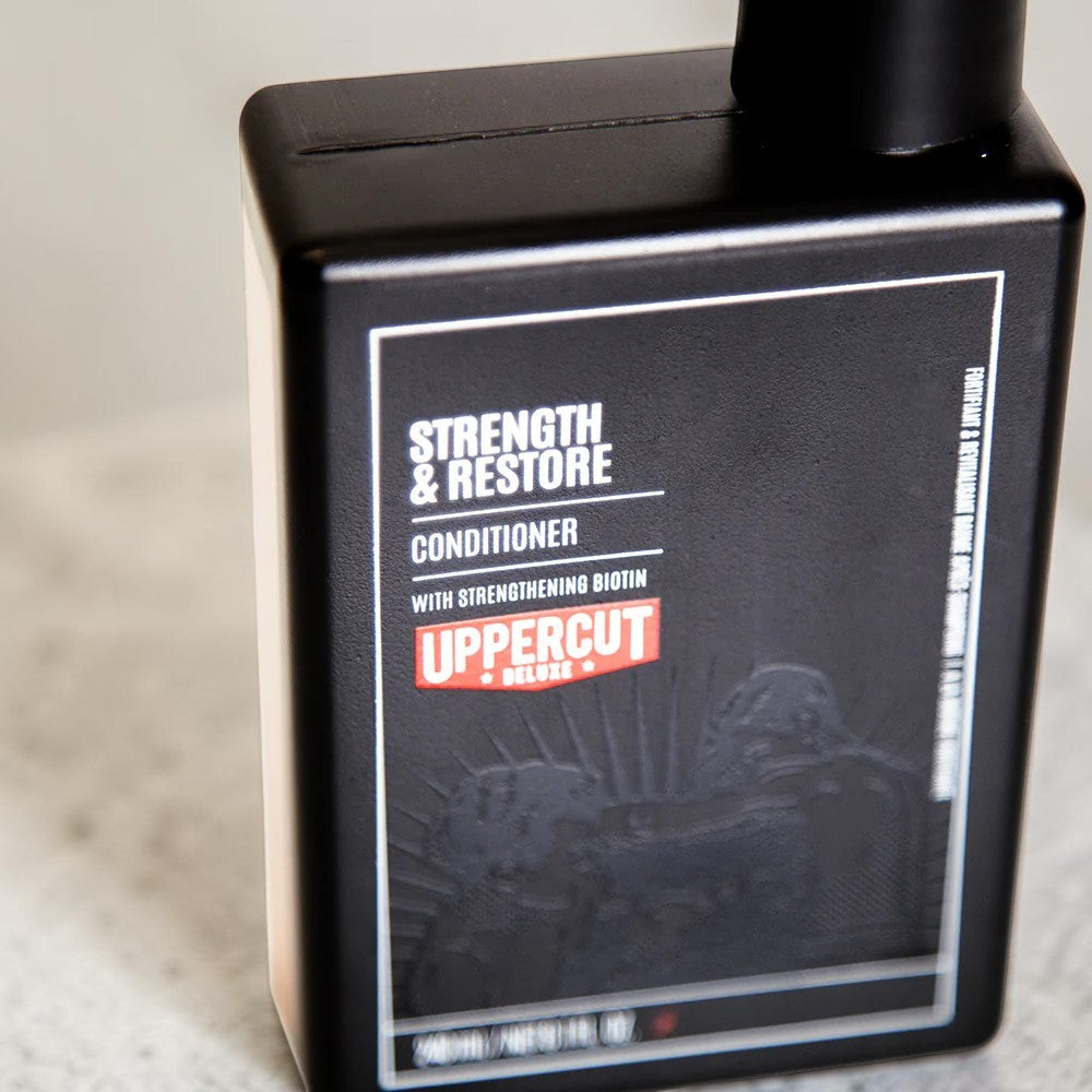 Uppercut Deluxe Strength and Restore Conditioner 240ml bottle mandarin patchouli fragrance packaging