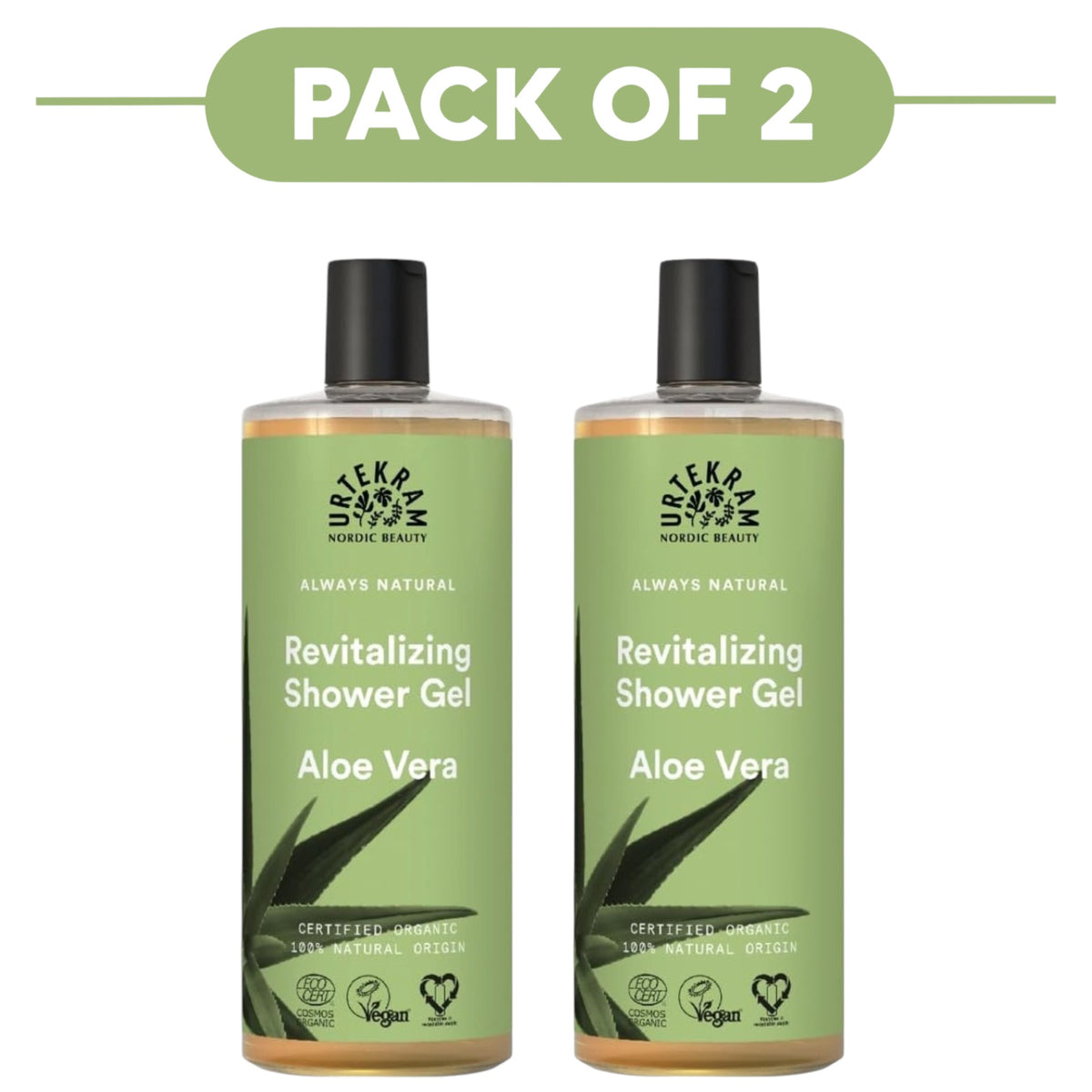 Urtekram Revitalizing Aloe Vera Shower Gel 500ml Pack of 2