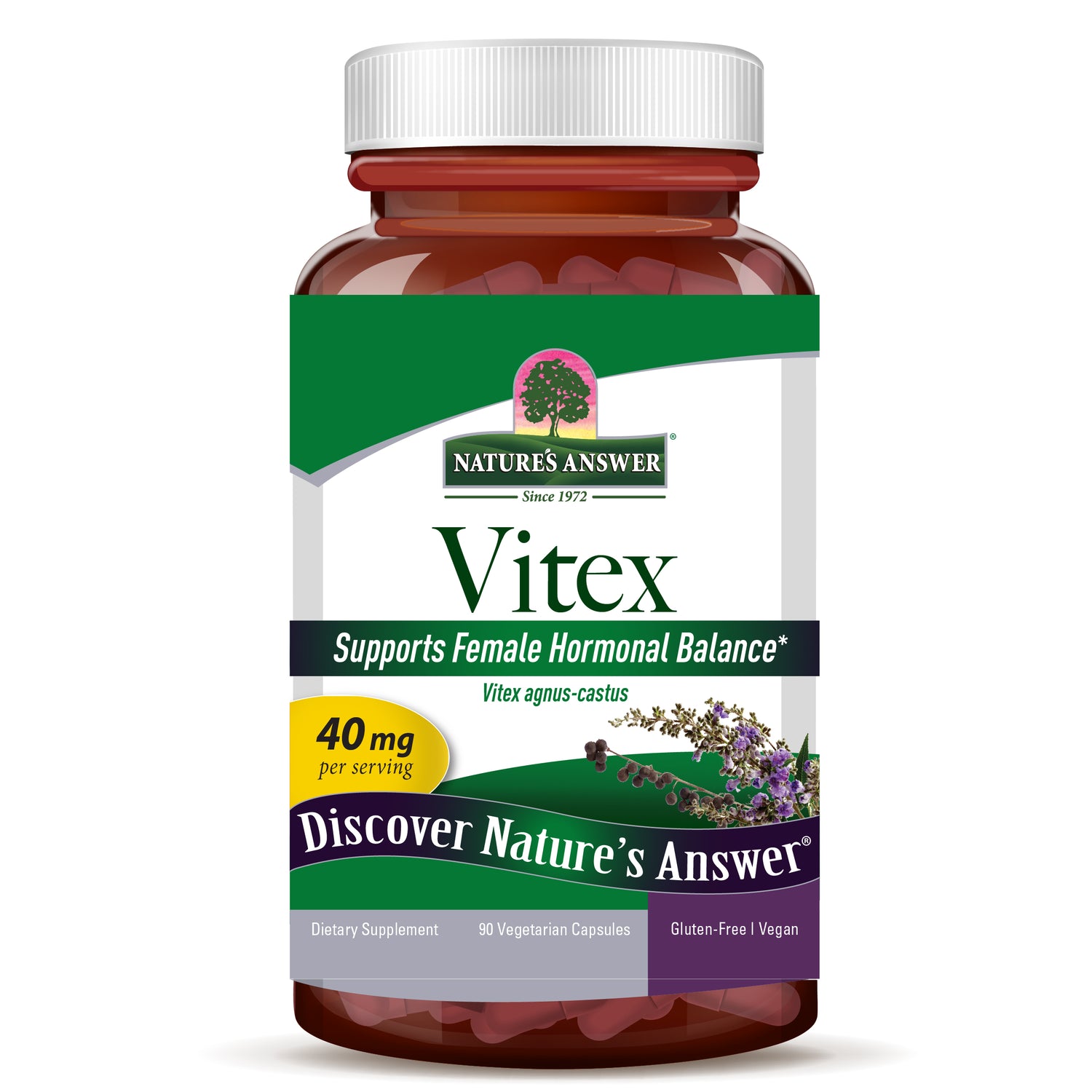 Nature’s Answer Vitex chasteberry vegetarian capsules 90 count bottle front label