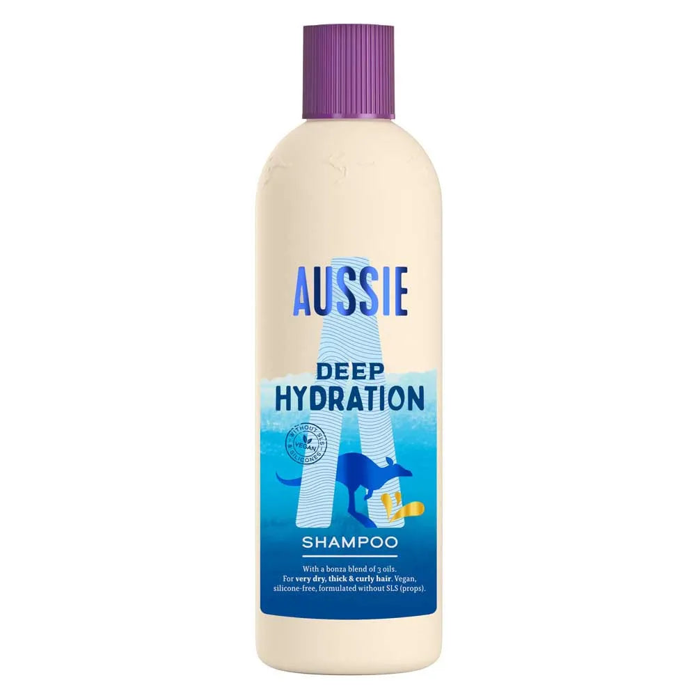 Aussie Deep Hydration Shampoo plastic bottle with jojoba avocado and macadamia oils 300ml