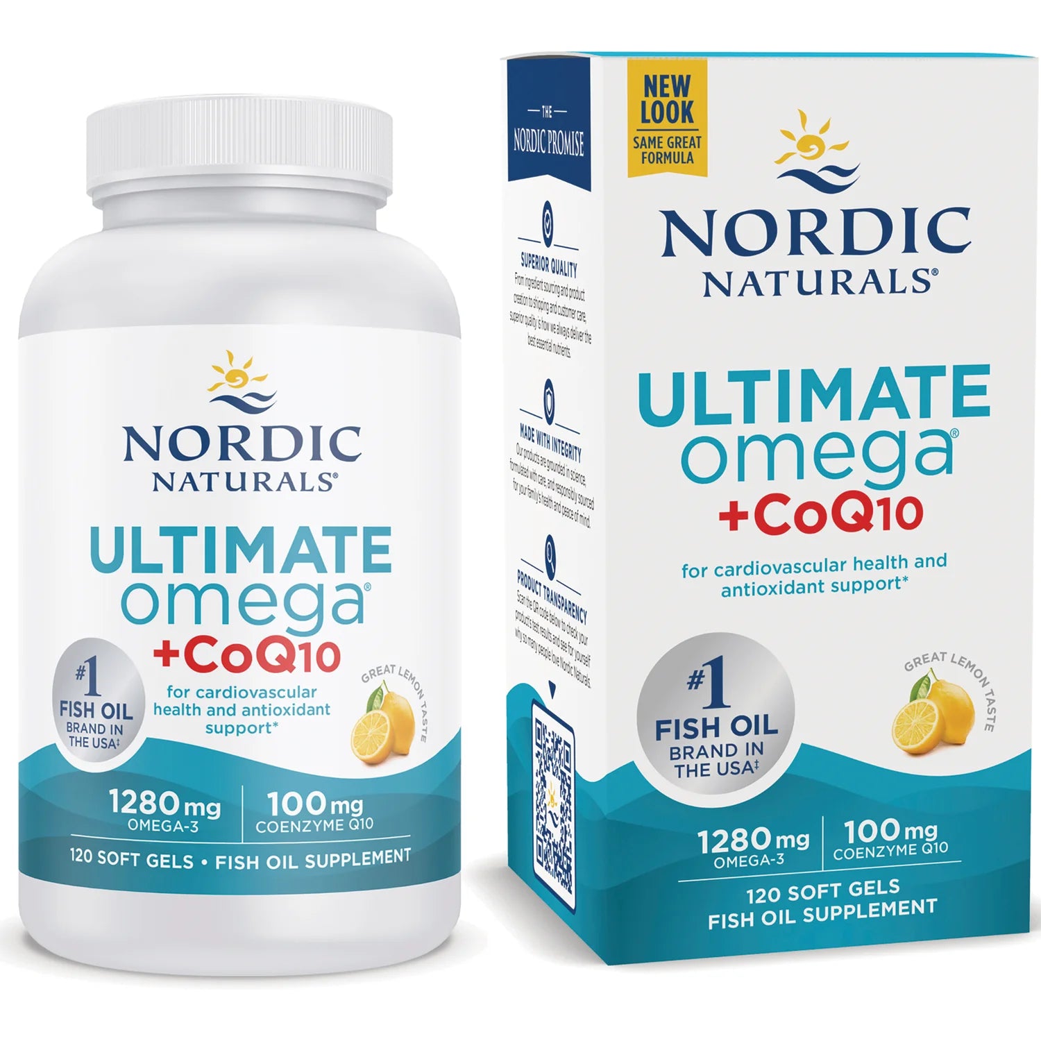 Nordic Naturals Ultimate Omega + CoQ10 - 1280mg Omega-3 - Citroen Softgels