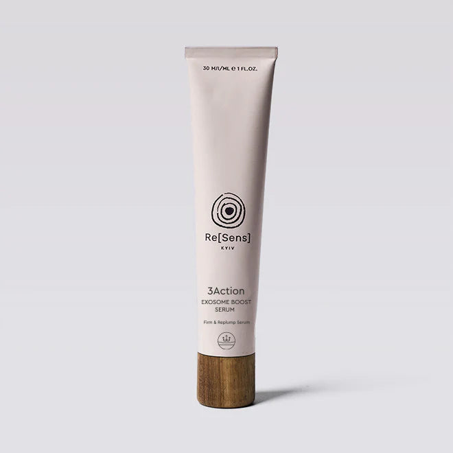 Tube of ReSens 3Action Extreme Serum on a light gray background