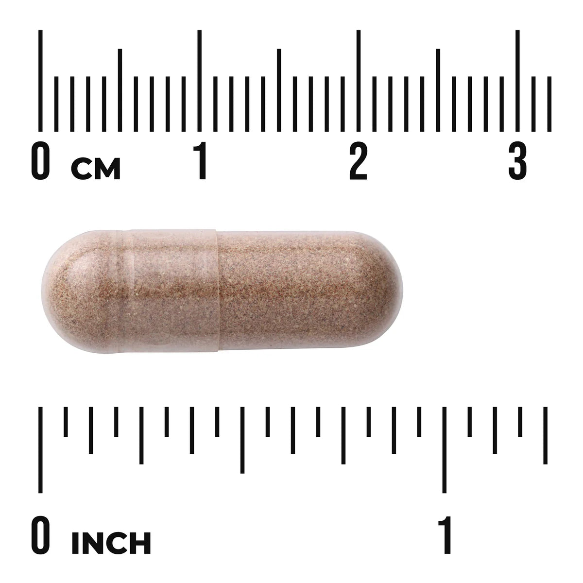 Swanson Full Spectrum Saw Palmetto 540mg 100 Vegan Capsules size comparison with measurement scale