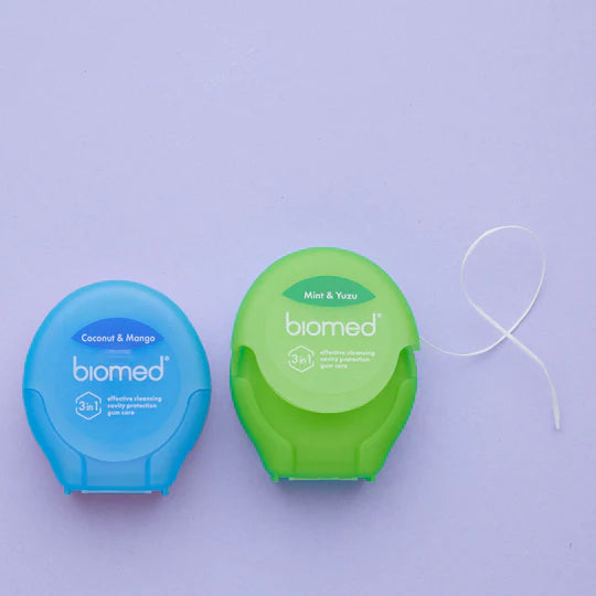 BIOMED Coconut and Mango flavored Dental Floss - Vegan Wax, Expanding Floss variant