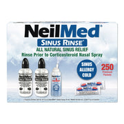 Front image: NeilMed Sinus Rinse kit bottles 240ml 250 sachets nasal spray value pack