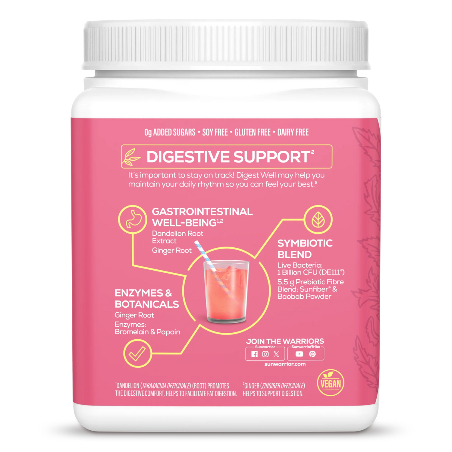 Sunwarrior Shape Digest Well Pineapple Vanilla powder drink mix preparation instructions tub 270g