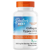Doctor's Best Collagen Types 1 & 3 with Vitamin C, bottle packaging, unflavoured, 3000mg, 180 tablets
