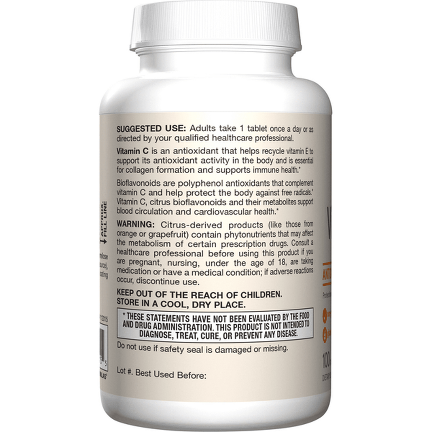 How to Use Image: Jarrow Formulas Buffered Vitamin C 750mg tablets 100 count usage instructions