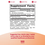 Supplement Facts Image: Jarrow Formulas Buffered Vitamin C 750mg supplement facts and ingredients 100 count