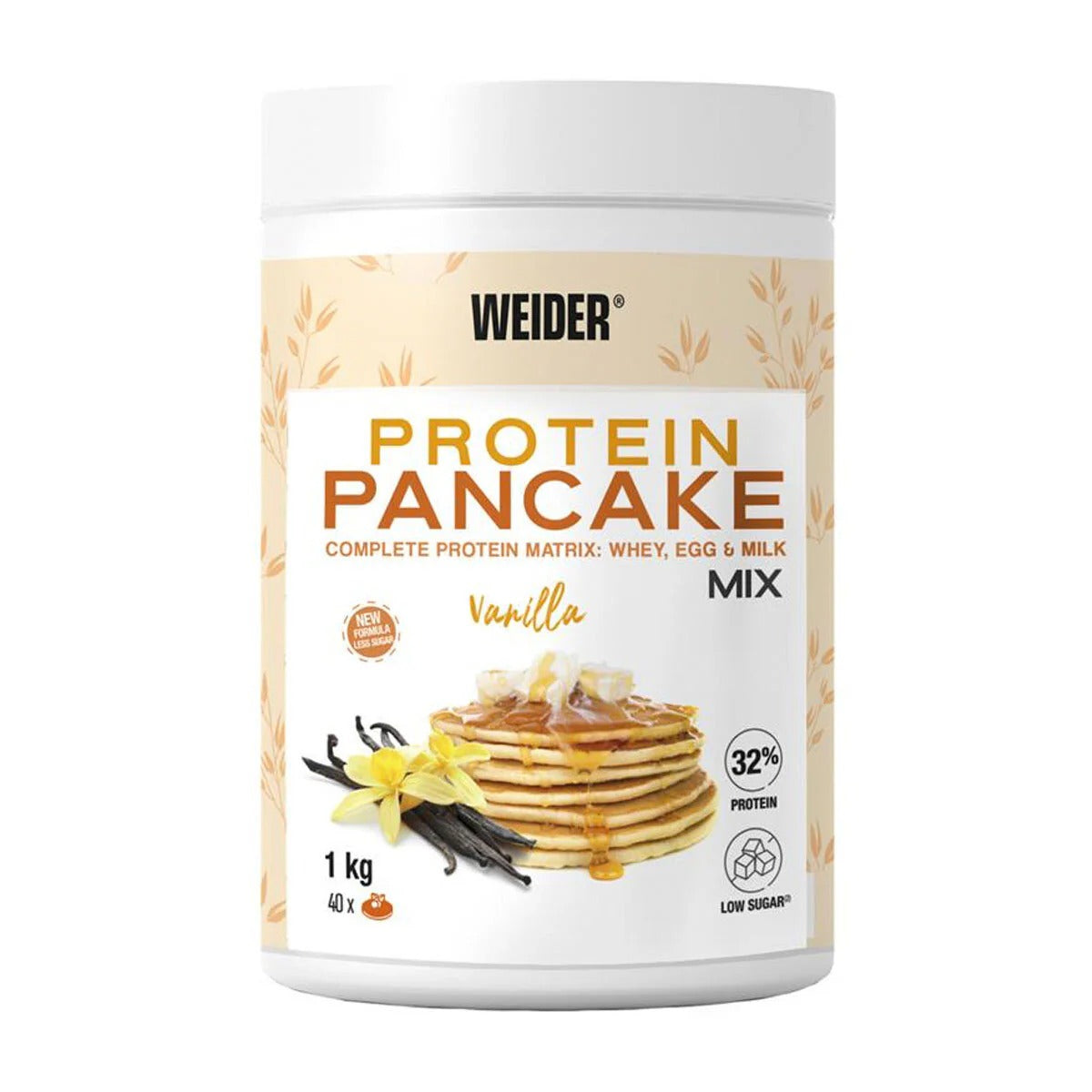 Front Image: Weider protein pancake mix vanilla 1kg pack