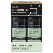 Baylis & Harding Goodness Oud Cedar Amber body wash 1L pump bottles 2 pack front packaging